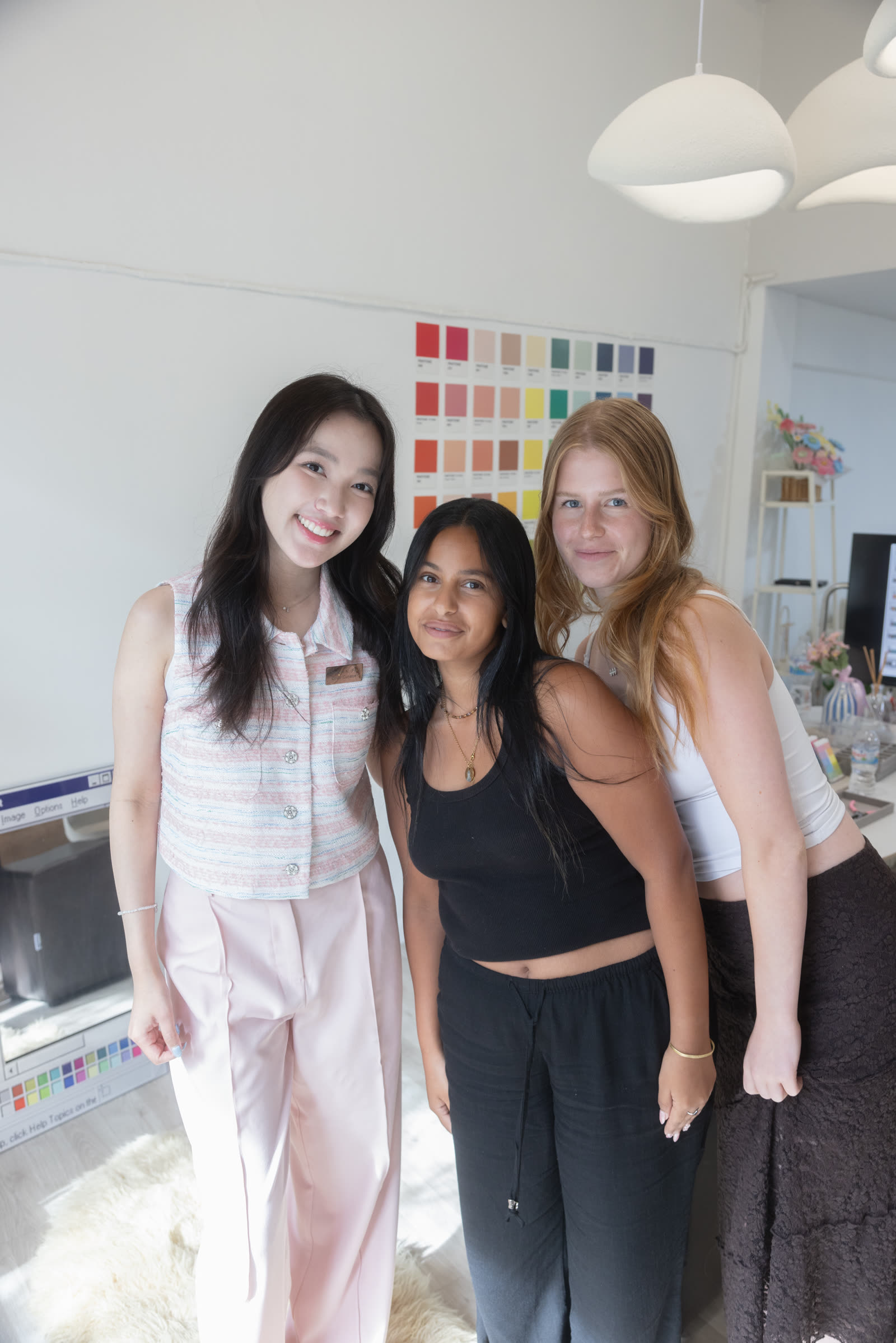 Three clients visiting Soori Studio for personal color analysis
